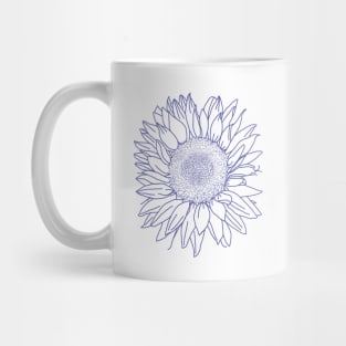 Very Peri Periwinkle Blue Sunflower Floral Line Drawing Mug